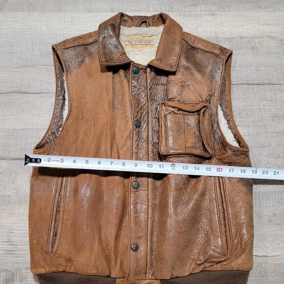 Adam Spencer Leather Tactical Full Zip Utility Vest Mens Small Sherpa Lined VTG - Picture 8 of 8
